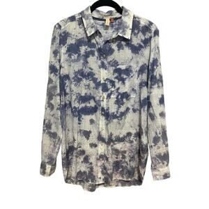 Pilcro Anthropologie The Cate Tie Dye Embroidered Button Down Blouse Size Small